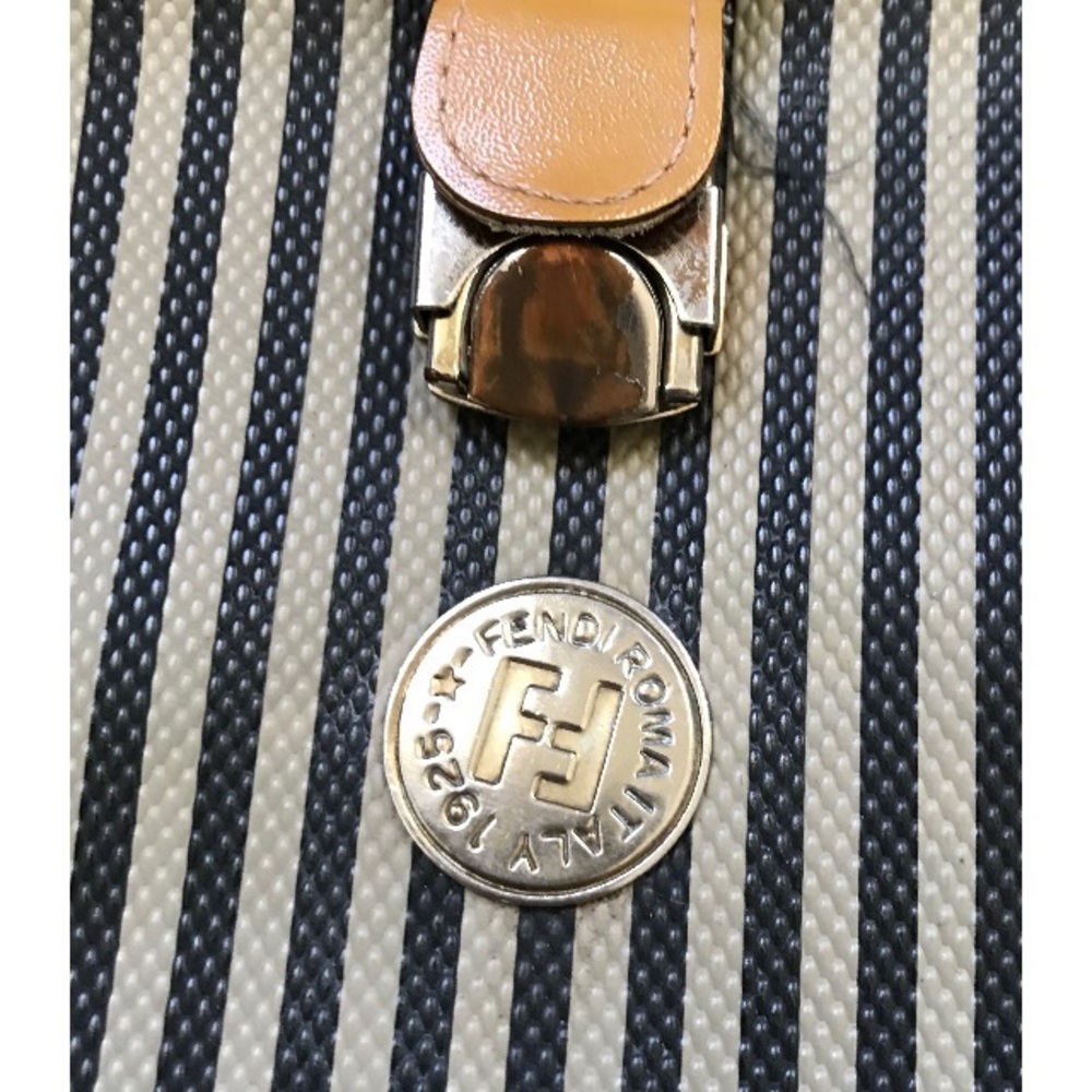 Fendi Striped Navy and Tan Top-Handle Doctor Bag - Picture 3 of 6